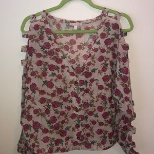 Floral top with side cut outs